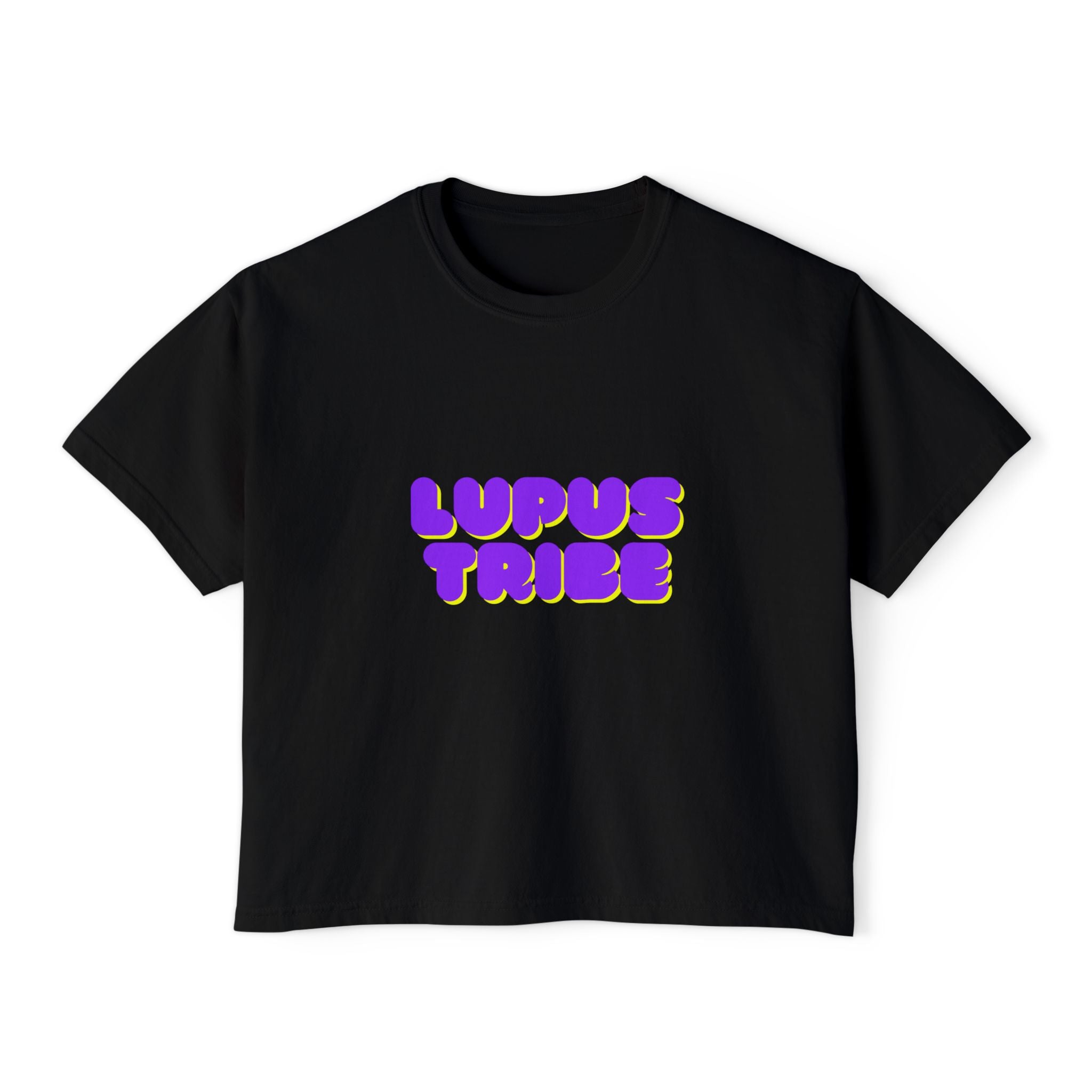 Lupus Tribe Boxy Tee — Purple Awareness Graphic Crop T-Shirt