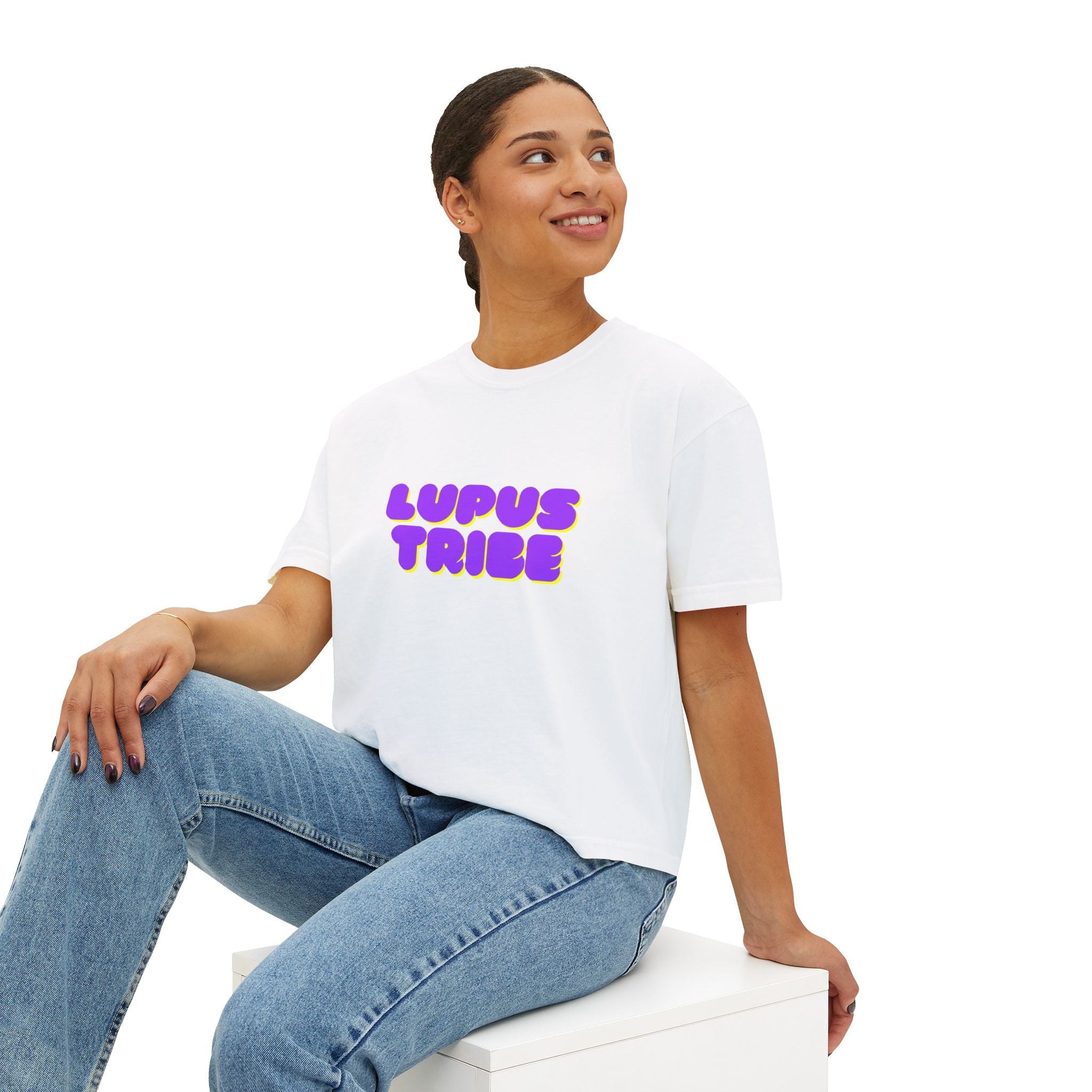Lupus Tribe Boxy Tee — Purple Awareness Graphic Crop T-Shirt