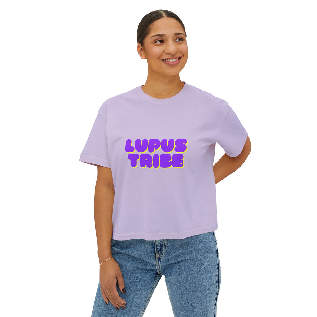 Lupus Tribe Boxy Tee — Purple Awareness Graphic Crop T-Shirt